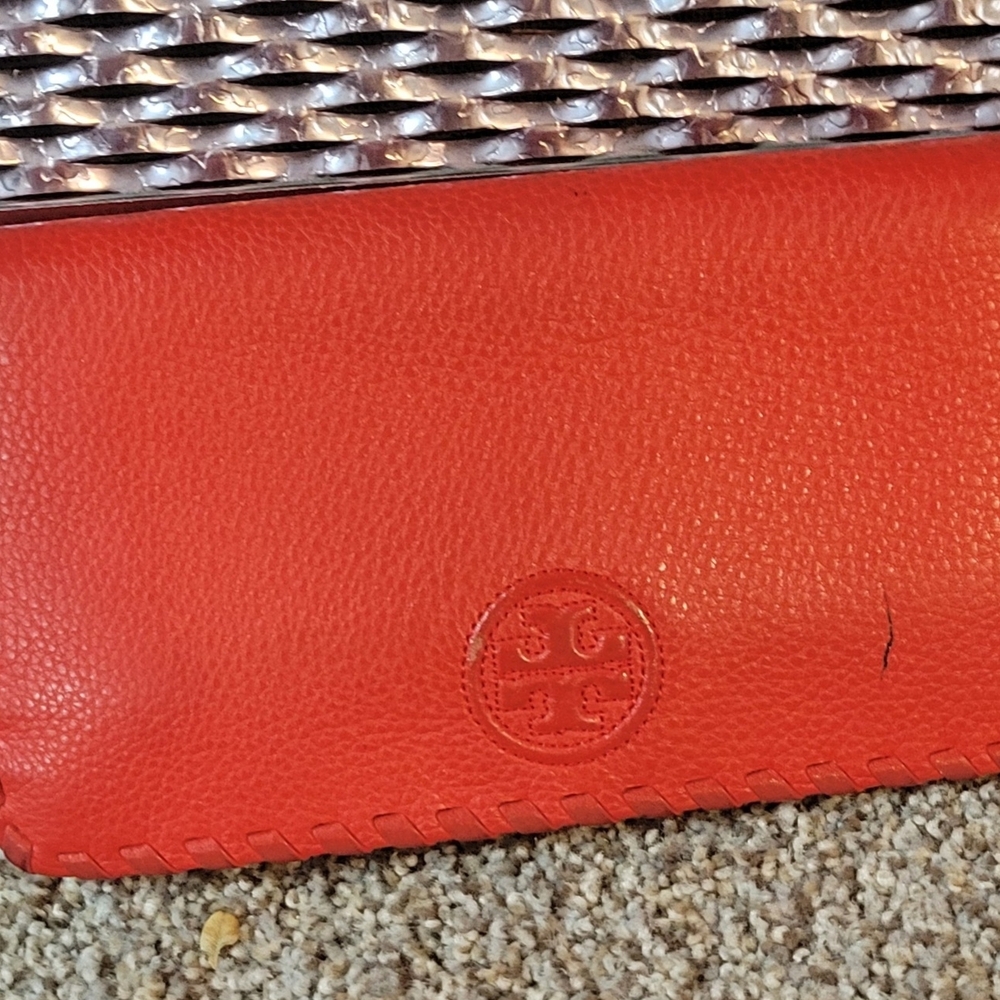 Tory Burch Orange Leather Clutch